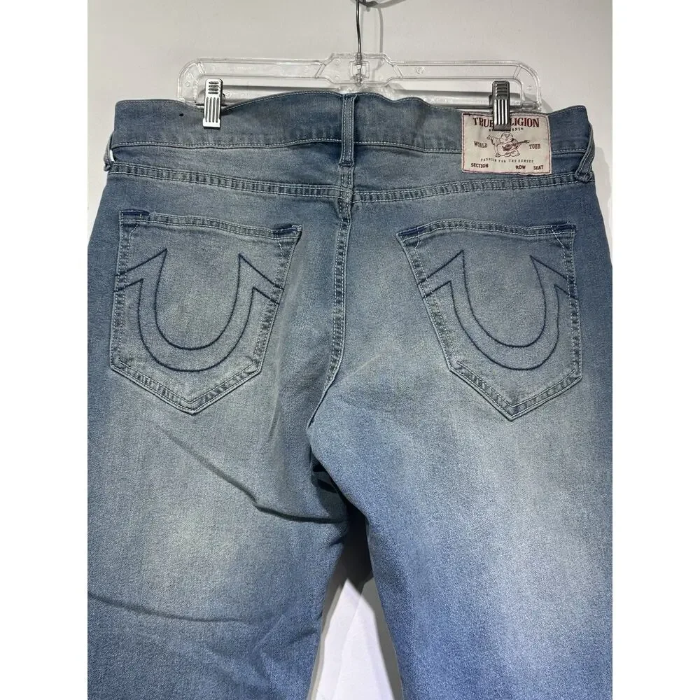 True Religion Geno Jeans Size 36 Men Denim Medium Golden Wash Relaxed Slim